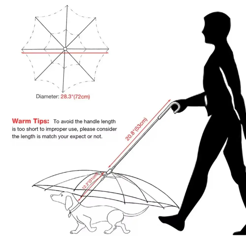 Detachable Clear Pet Dog Umbrellas C-Shape Handle with Leash Doggy Poncho Adjustable Rainproof Raincoat for Dogs Pet Supplies