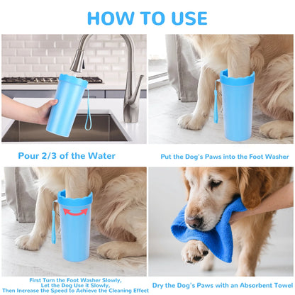 Large & Meduim Dog Paw Cleaner Cup, Portable Paw Washer for Dogs and Pets, Blue