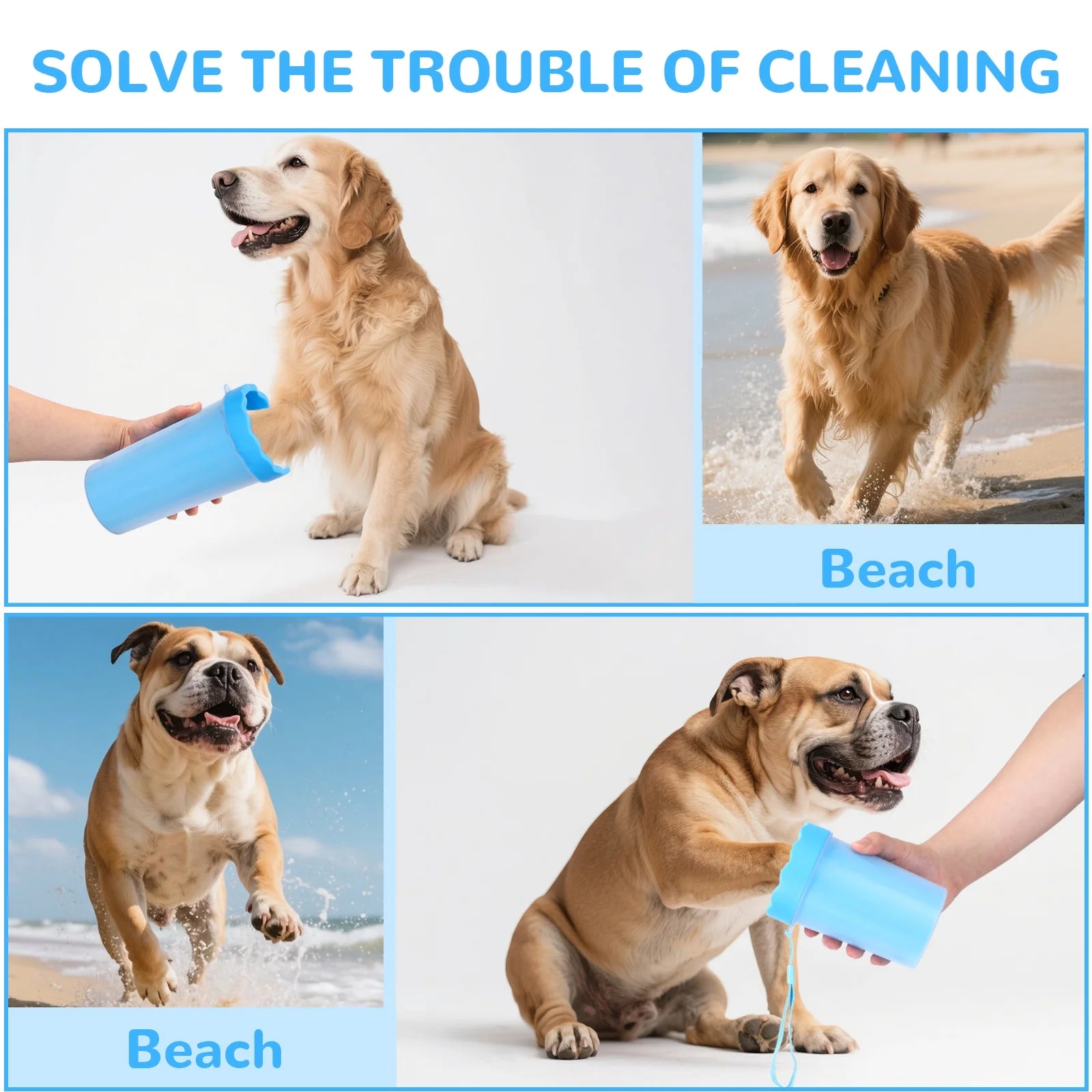 Large & Meduim Dog Paw Cleaner Cup, Portable Paw Washer for Dogs and Pets, Blue