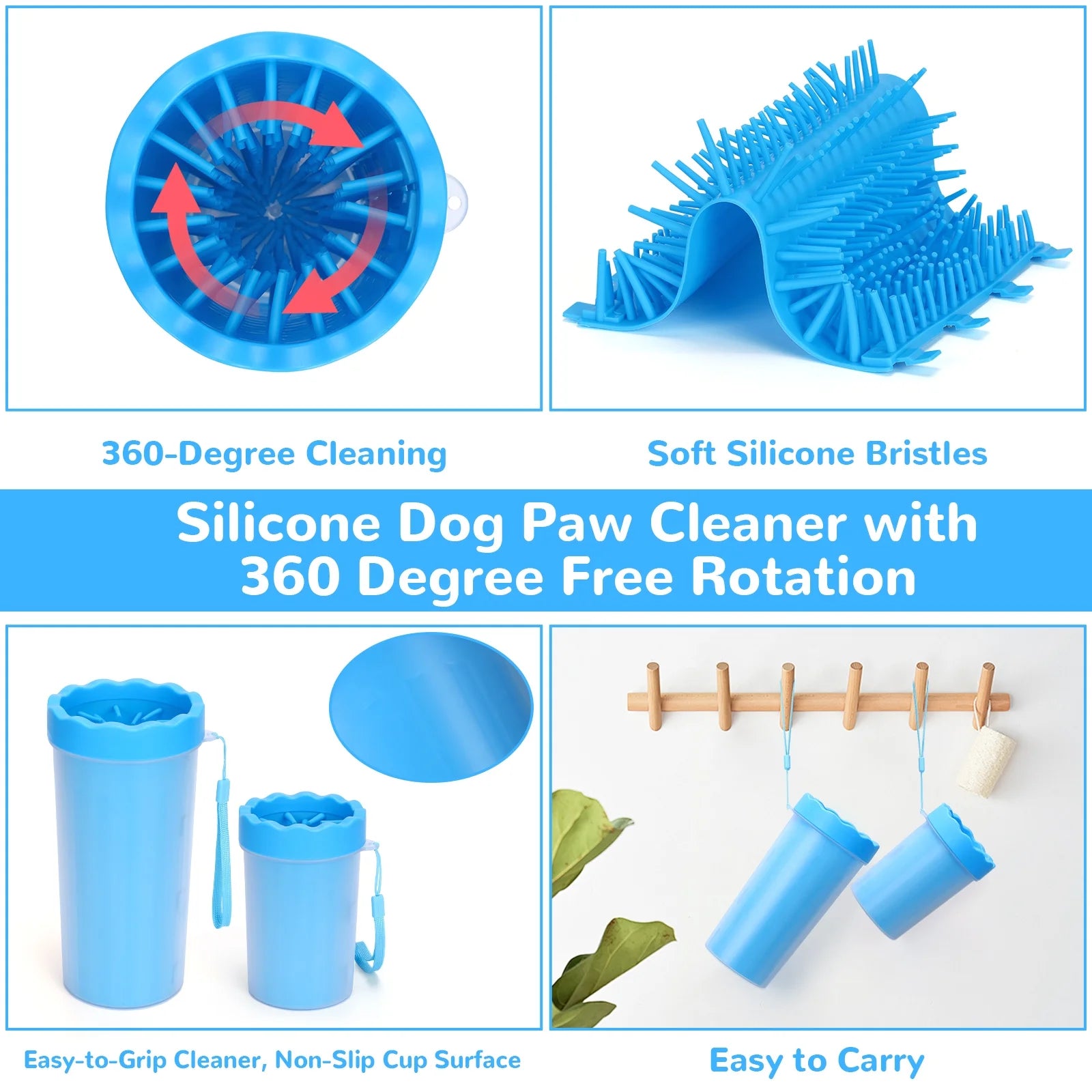 Large & Meduim Dog Paw Cleaner Cup, Portable Paw Washer for Dogs and Pets, Blue